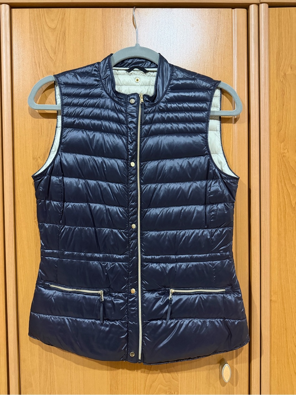 Zara Quilted Puffer Vest Navy Blue Size S NWOT